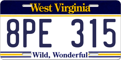 WV license plate 8PE315