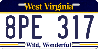 WV license plate 8PE317