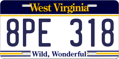 WV license plate 8PE318