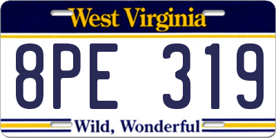 WV license plate 8PE319