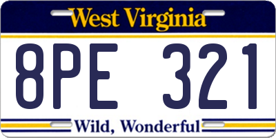 WV license plate 8PE321