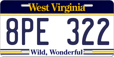 WV license plate 8PE322