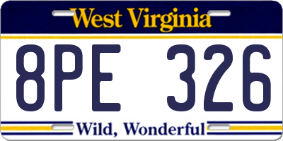WV license plate 8PE326