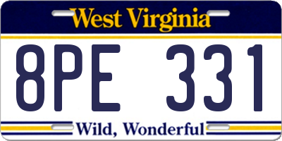 WV license plate 8PE331