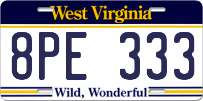 WV license plate 8PE333