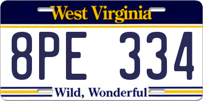 WV license plate 8PE334