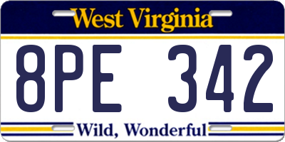 WV license plate 8PE342