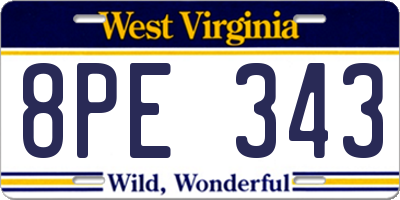WV license plate 8PE343