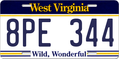 WV license plate 8PE344