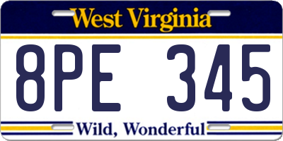 WV license plate 8PE345