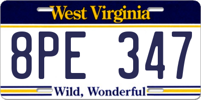 WV license plate 8PE347