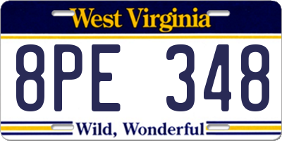 WV license plate 8PE348