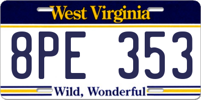 WV license plate 8PE353