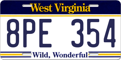 WV license plate 8PE354