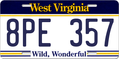 WV license plate 8PE357