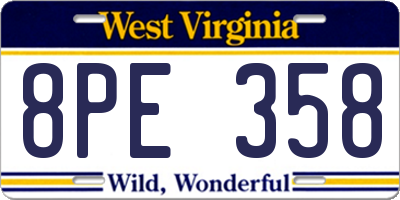 WV license plate 8PE358