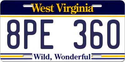 WV license plate 8PE360