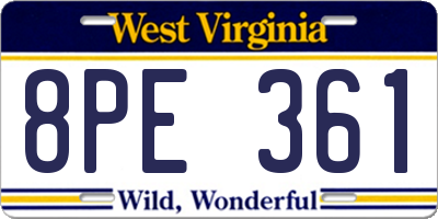 WV license plate 8PE361