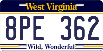 WV license plate 8PE362