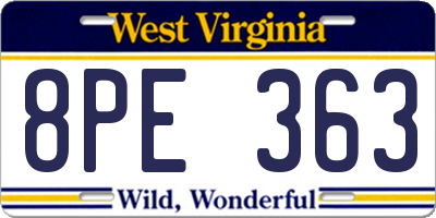 WV license plate 8PE363