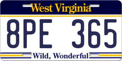 WV license plate 8PE365