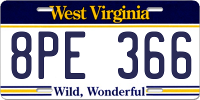 WV license plate 8PE366