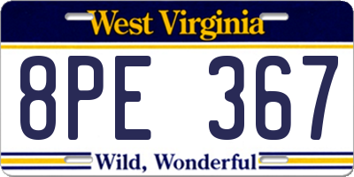 WV license plate 8PE367