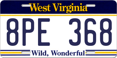 WV license plate 8PE368