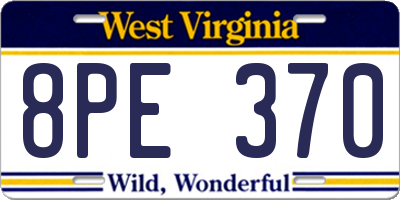 WV license plate 8PE370