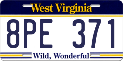 WV license plate 8PE371