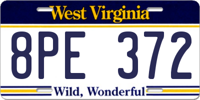 WV license plate 8PE372