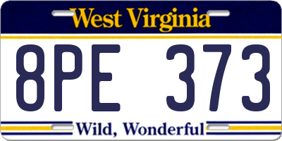 WV license plate 8PE373
