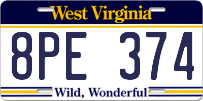 WV license plate 8PE374