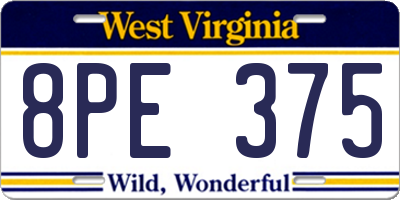 WV license plate 8PE375
