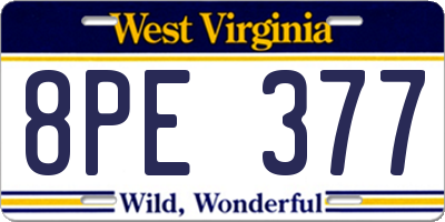 WV license plate 8PE377
