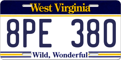 WV license plate 8PE380