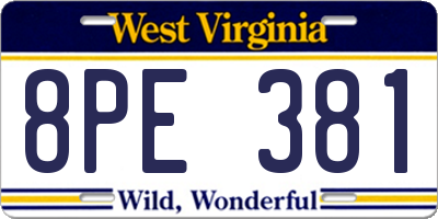 WV license plate 8PE381
