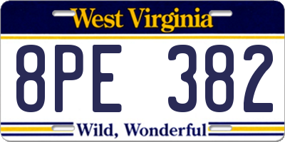 WV license plate 8PE382