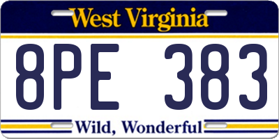 WV license plate 8PE383