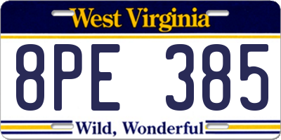 WV license plate 8PE385