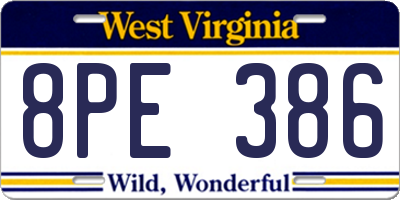 WV license plate 8PE386