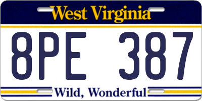 WV license plate 8PE387