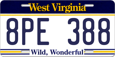 WV license plate 8PE388