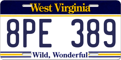 WV license plate 8PE389