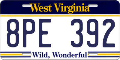 WV license plate 8PE392