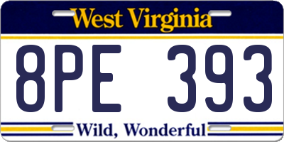 WV license plate 8PE393