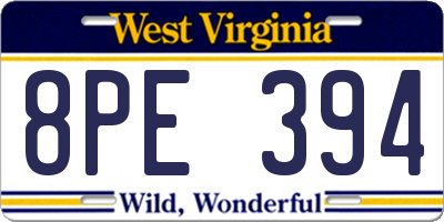 WV license plate 8PE394