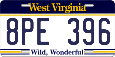 WV license plate 8PE396