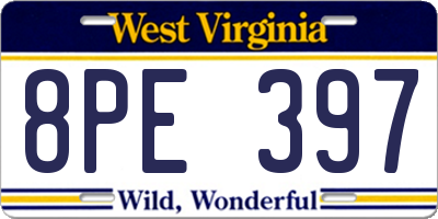 WV license plate 8PE397