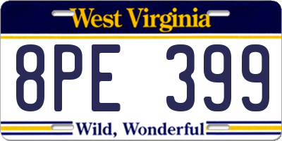 WV license plate 8PE399